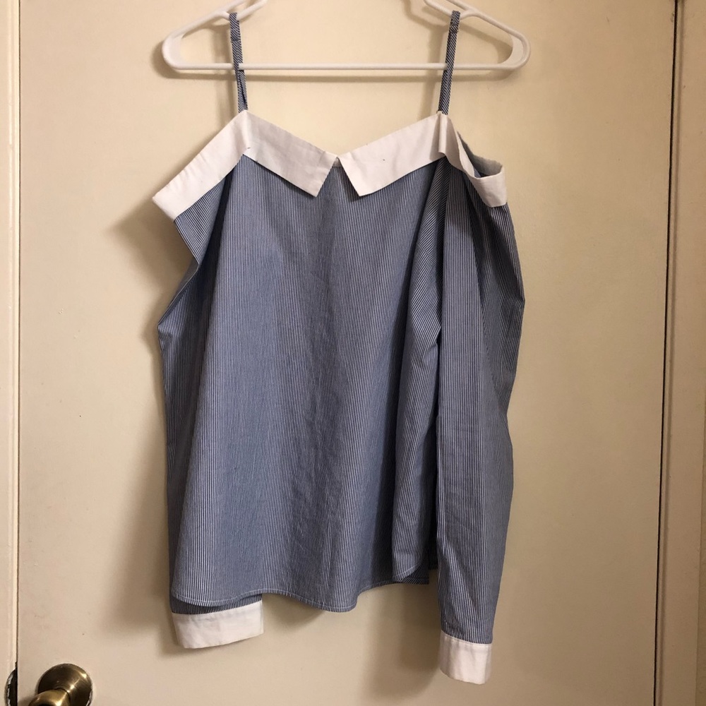 Off the shoulder pinstripe top
